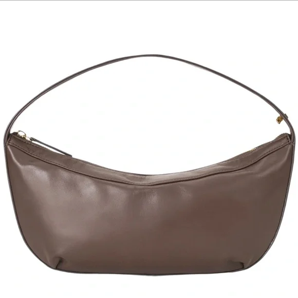 STAUD Demy Zip Leather Shoulder Bag Dark Espresso NWT - Picture 1 of 16